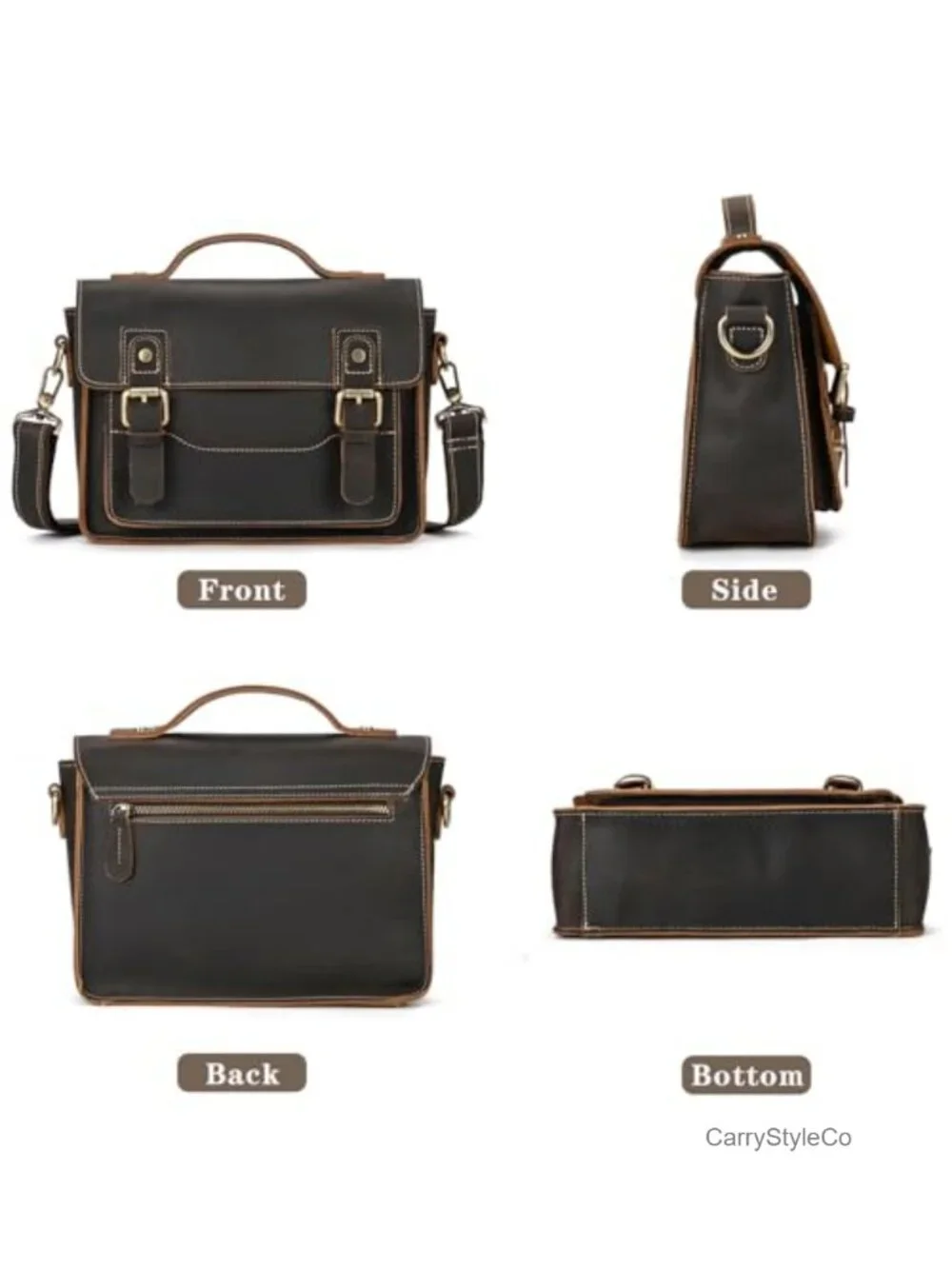 Genuine Leather Messenger Bag Laptop Crossbody Satchel for Men Work Travel
